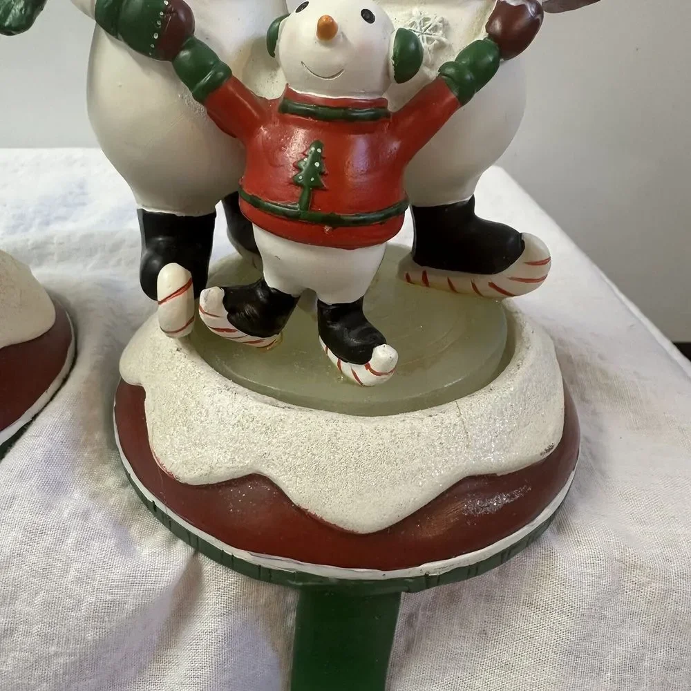 Lot Of 2 Snow Days By Jessica Flick Snowman Stocking Holder Hangers Matching Set
